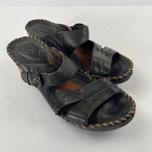 Ariat Daytona Wedge Leather Sandal Women’s 7.0B Slip On Open Toe Buckle Black